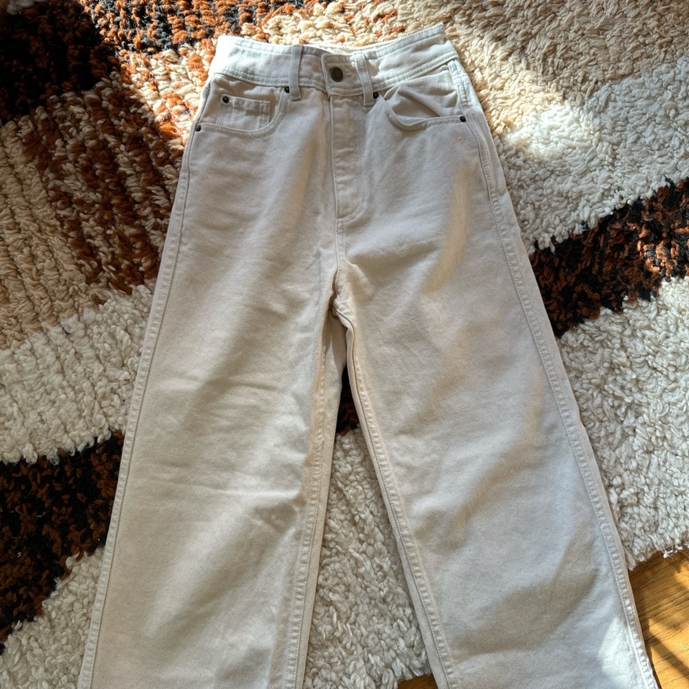 Sézane Wide-Leg Jeans in Light Cream